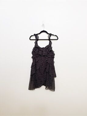 Black Polka Dot Ruffle Mini Dress